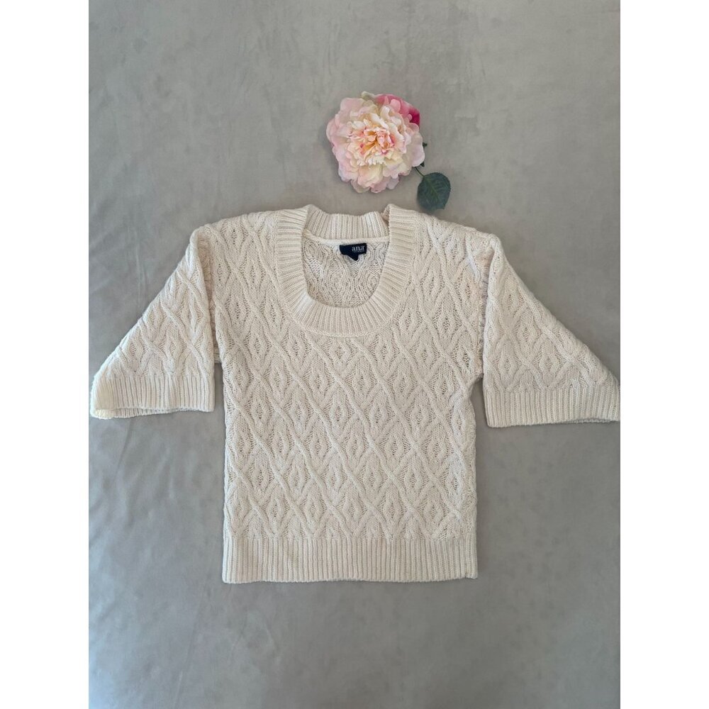 Ana Ivory Cable Knit Sweater M Classiccore Light Academia Tweecore Preppy